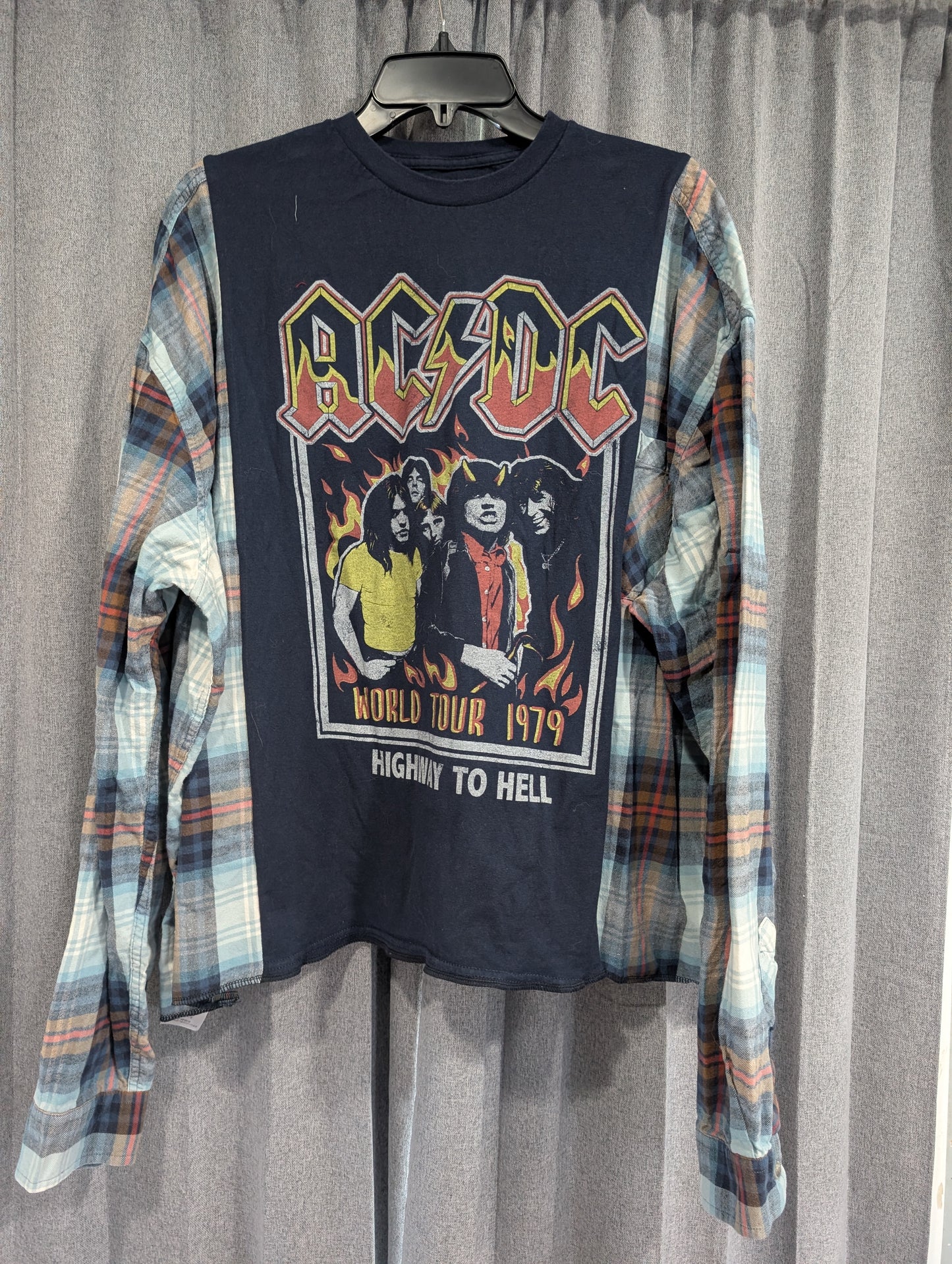 Flannel Mash Up Top - AC/DC Highway to Hell