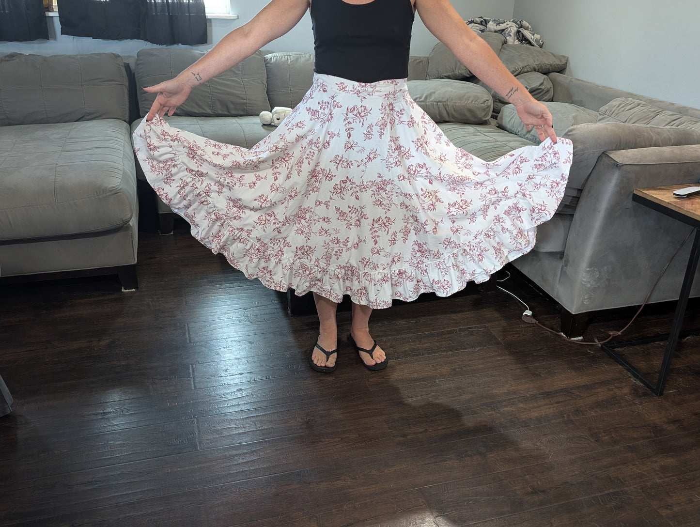 Field of Roses Split Side Circle Skirt