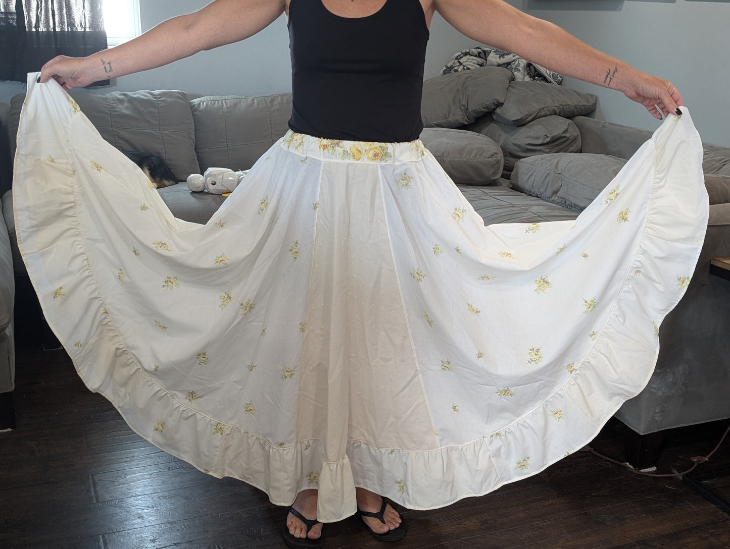 Yellow Floral Maxi Circle Skirt
