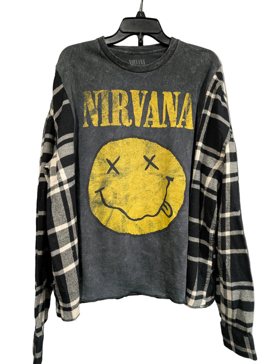 Flannel Mash Up Top - Nirvana Grey