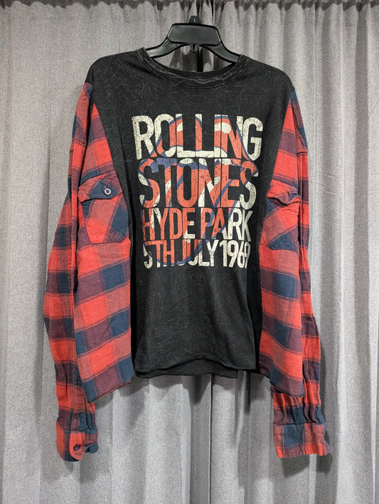 Flannel Mash Up Top - Rolling Stones Hyde Park