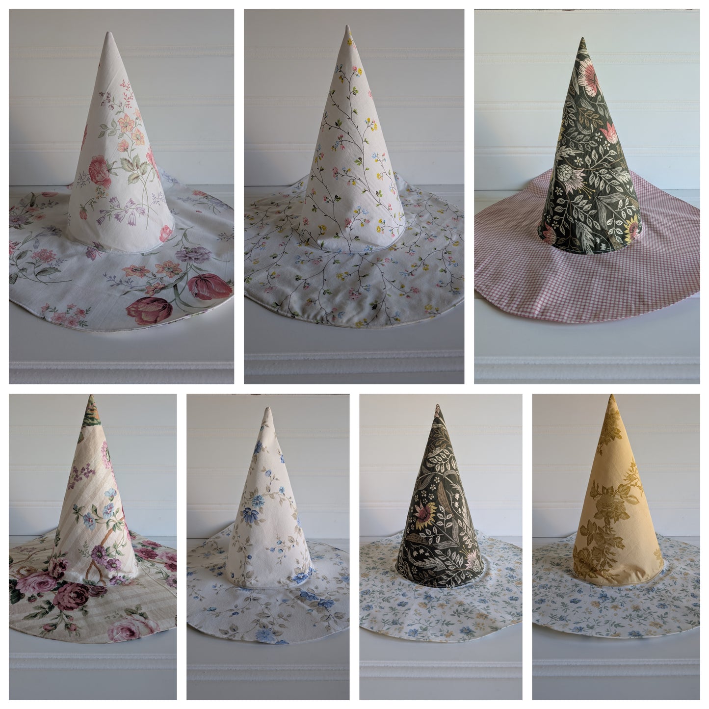 Bundle of 10 Floral Floppy Whimsy Witch Hats