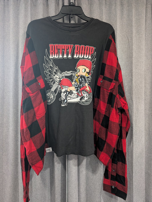 Flannel Mash Up Top - Betty Boop