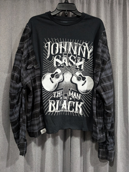 Flannel Mash Up Top - Johnny Cash