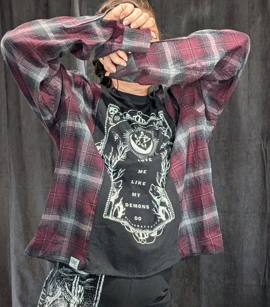 Flannel Mash Up Top - Love me Like my Demons Do