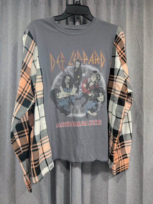 Flannel Mash Up Top - Def Leppard Adrenalize