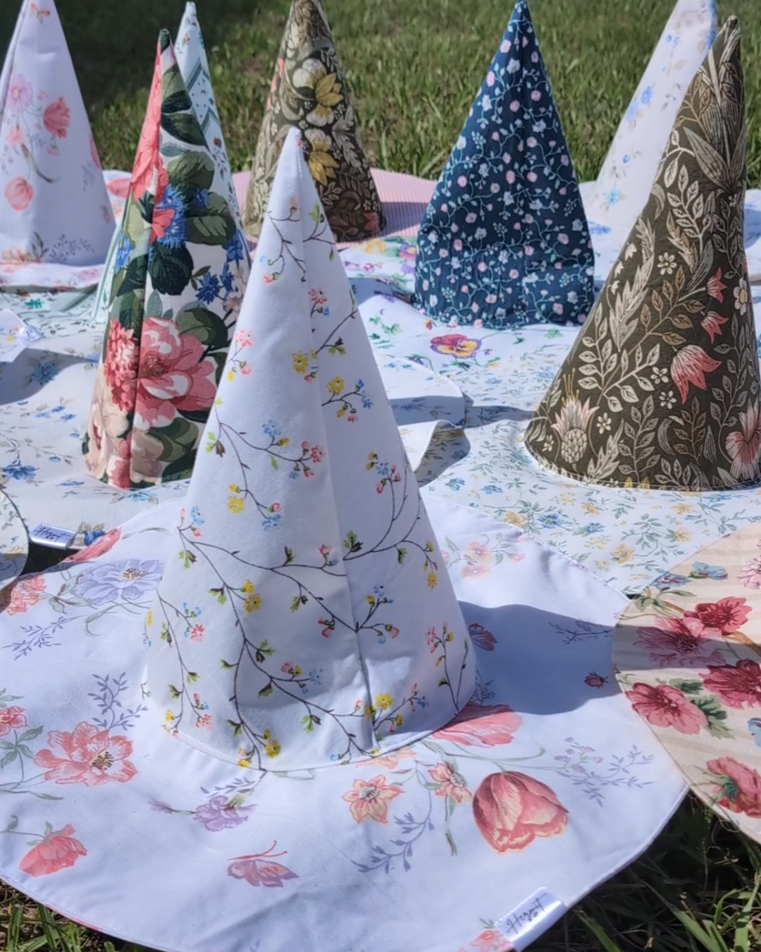 Bundle of 10 Floral Floppy Whimsy Witch Hats