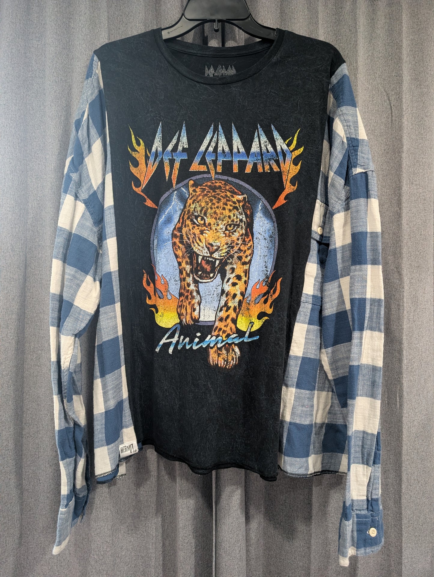 Flannel Mash Up Top - Def Leppard Animal
