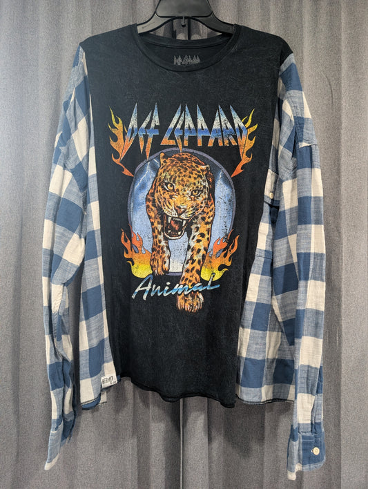 Flannel Mash Up Top - Def Leppard Animal