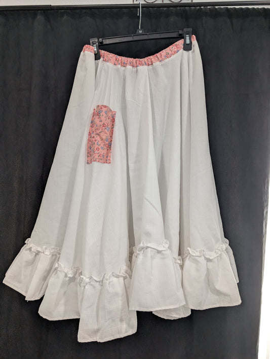 White Ruffle Midi Circle Skirt