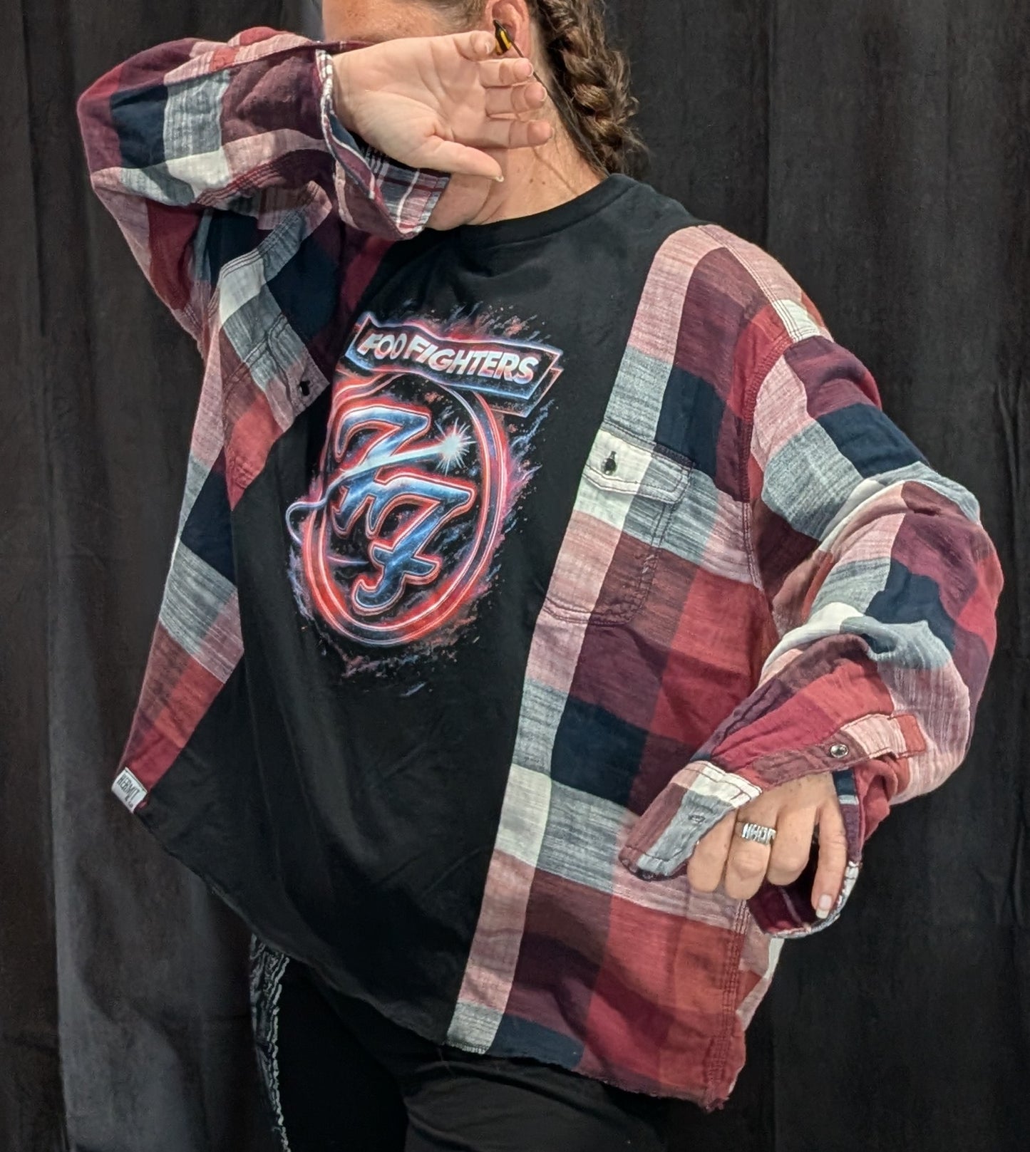 Flannel Mash Up Top - Foo Fighters