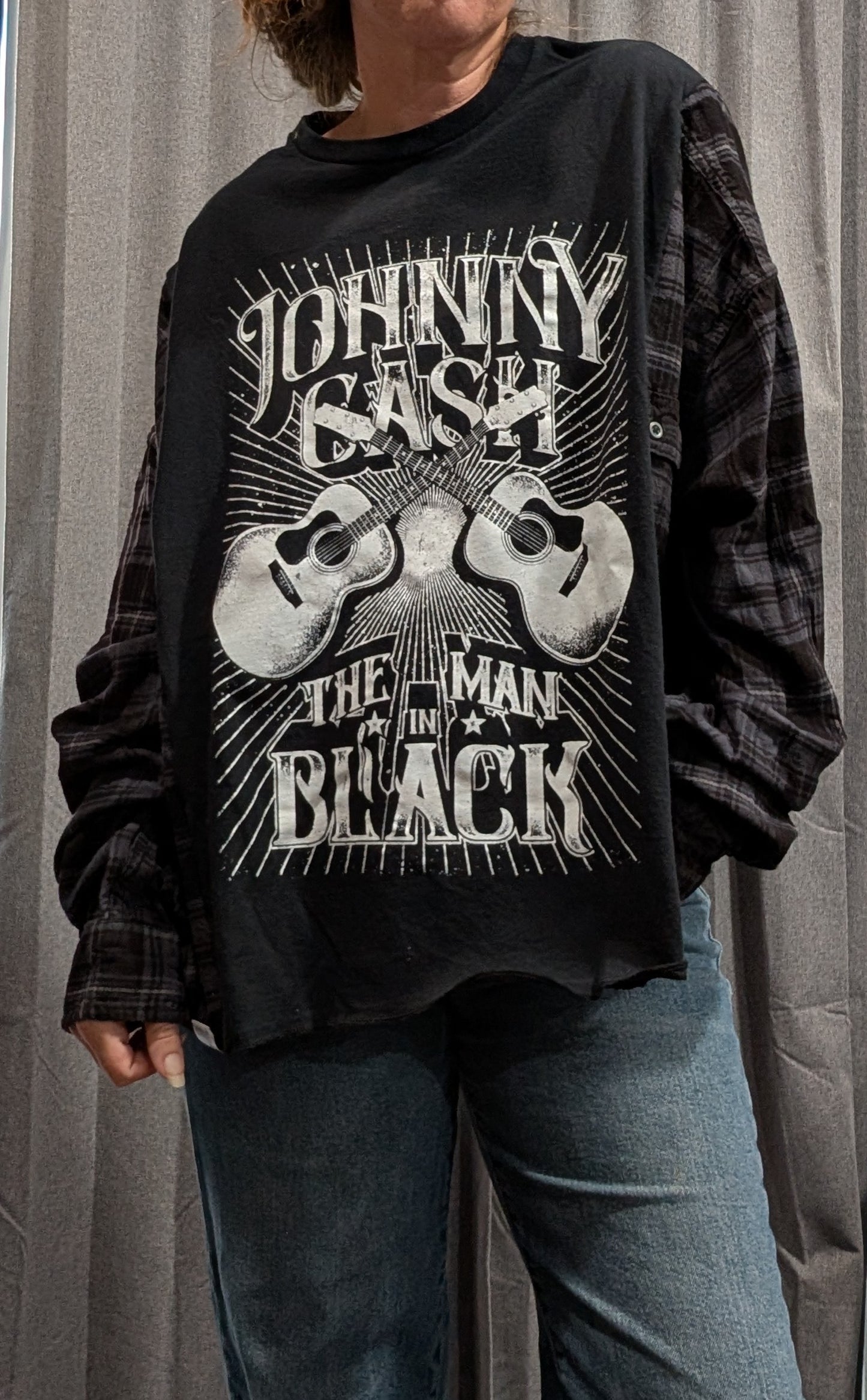 Flannel Mash Up Top - Johnny Cash