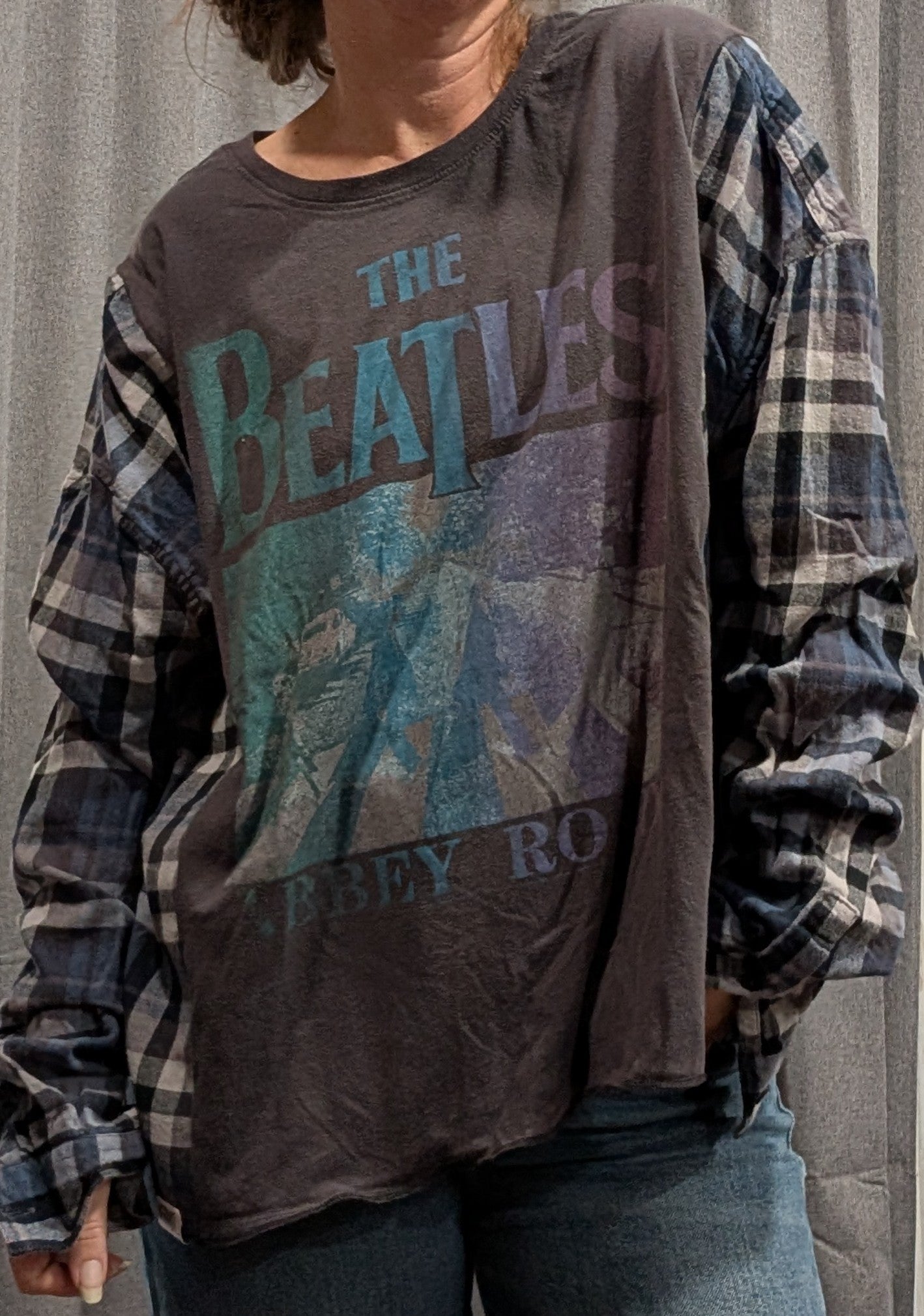 Flannel Mash Up Top - Beatles Blue