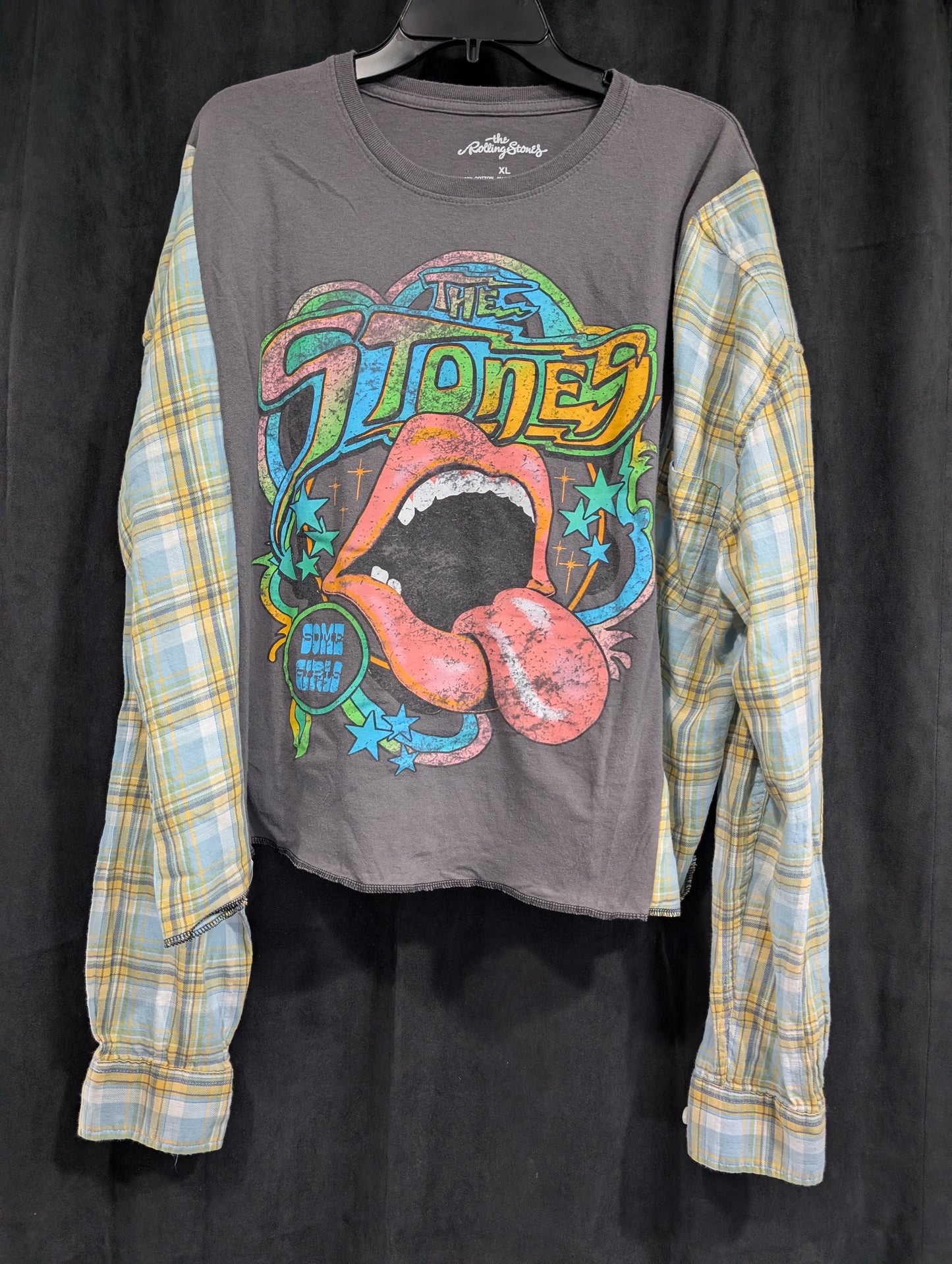 Flannel Mash Up Top - Rolling Stones