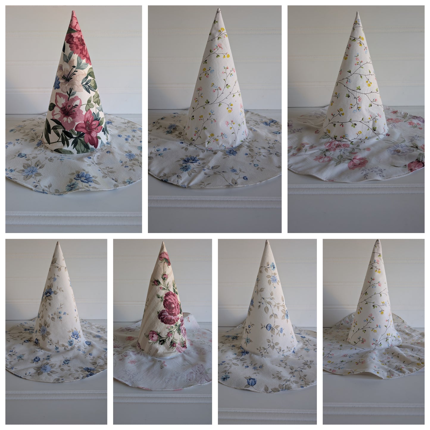 Bundle of 10 Floral Floppy Whimsy Witch Hats