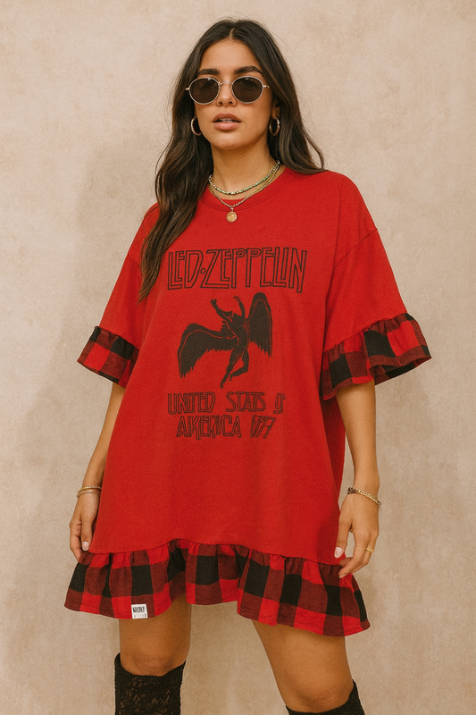Band Tee Dress - Led Zeppelin Red