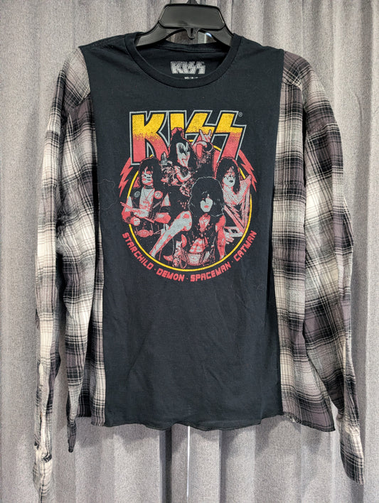 Flannel Mash Up Top - Kiss