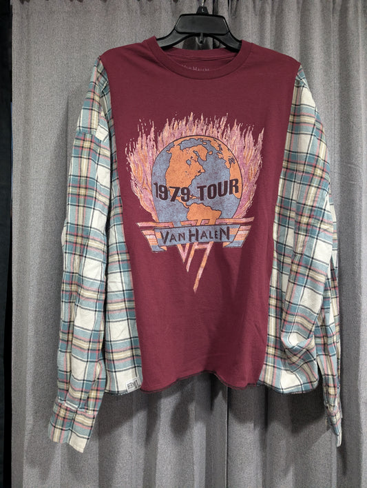 Flannel Mash Up Top - Van Halen