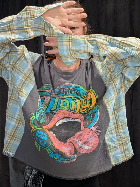 Flannel Mash Up Top - Rolling Stones